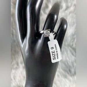 Silver white diamond ring